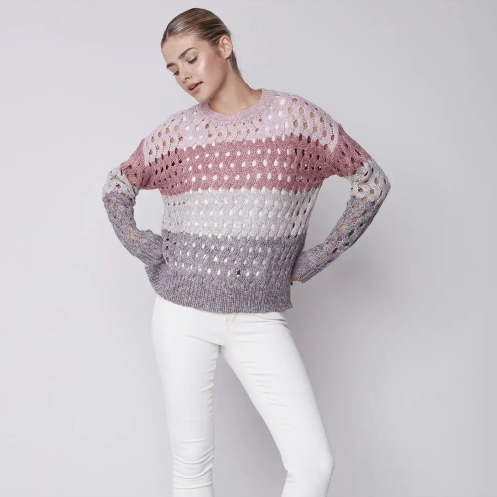 CHARLIE B Multicolor Open-Knit Sweater